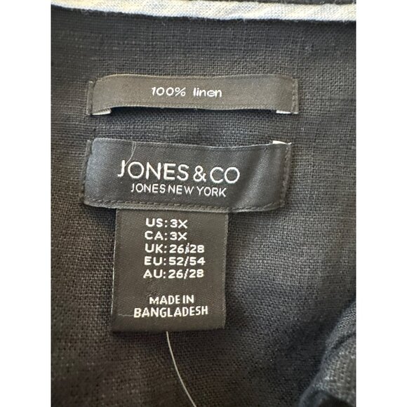 Jones New York Black Linen Jacket Women 3X Button Front Trucker Denim-Style NWOT - Picture 2 of 4